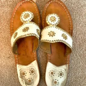 White and Gold Jack Rogers Jacks Sandal Sz 10.5